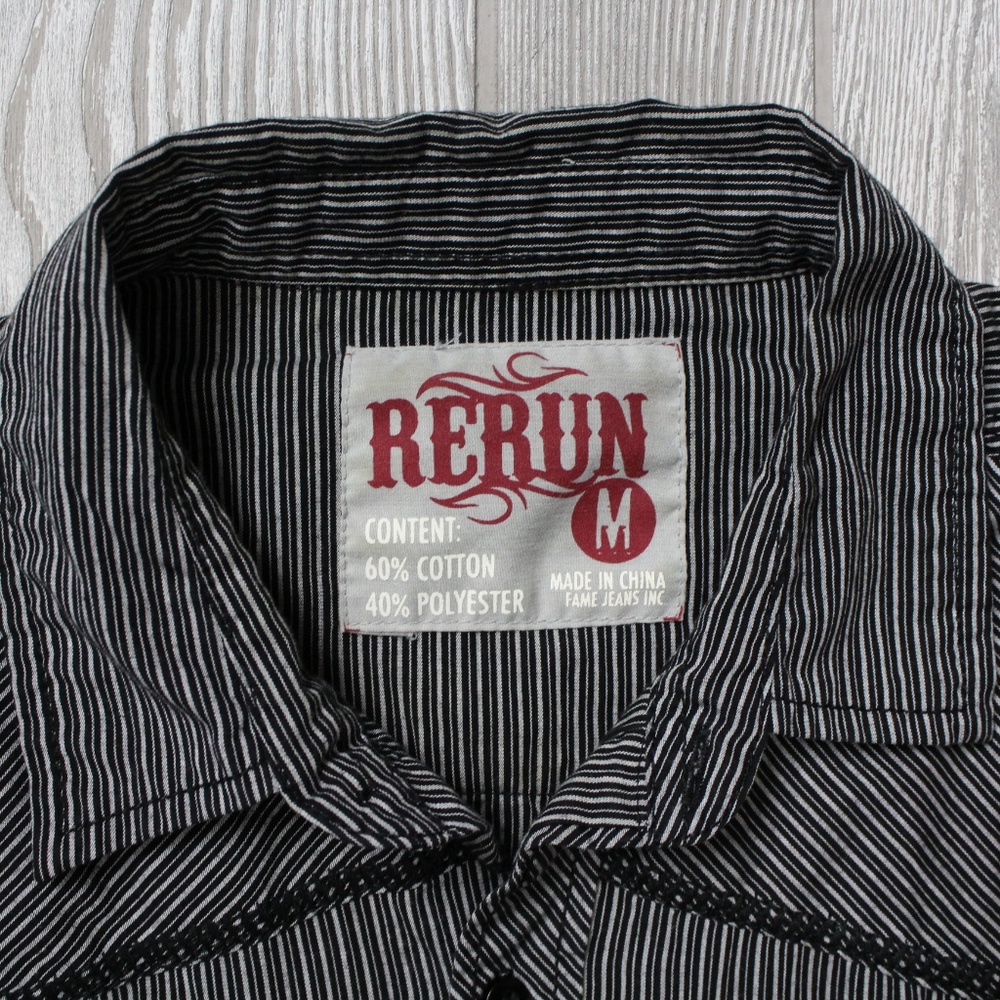 Rerun Western Embroidered Black Stripe Sz Medium - Picture 6 of 8